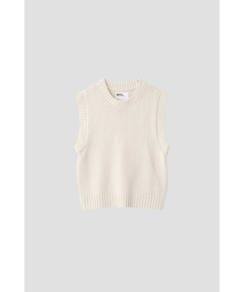 MHL.(エムエイチエル)の「COARSE COTTON LINEN(ベスト・メンズ・オフホワイト/ダークグリーン・LARGE)」の7枚目の写真