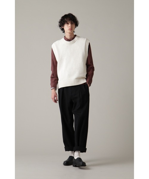 MHL.(エムエイチエル)の「COARSE COTTON LINEN(ベスト・メンズ・オフホワイト/ダークグリーン・LARGE)」の6枚目の写真