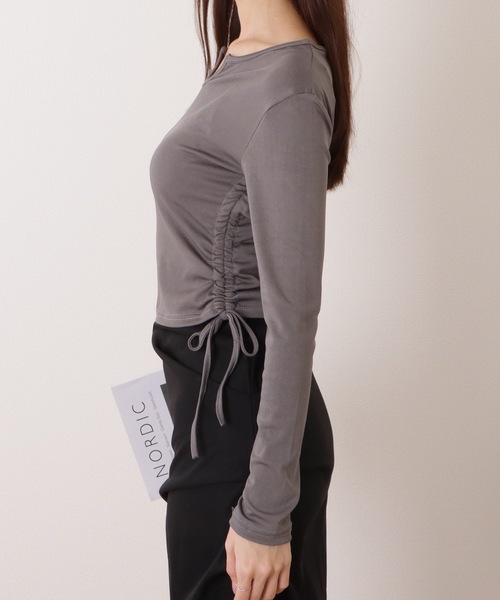 Lace Ladies(レースレディース)の「キーネック サイド シャーリング コンパクト プルオーバー(Tシャツ/カットソー・レディース・ピンク/グレー/ブラック/ホワイト・M/XL)」の15枚目の写真