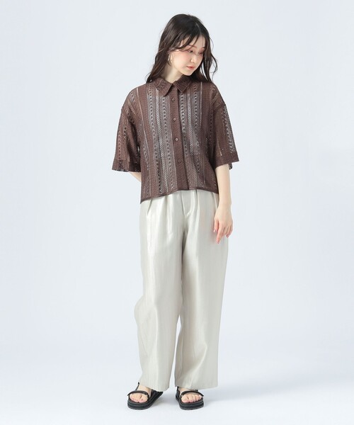 【BEAMS HEART/ビームス ハート】 アイボリー レース 半袖ブラウス BEAMS HEART（ビームス ハート）INDIA 刺繍 ブラウス（シャツ