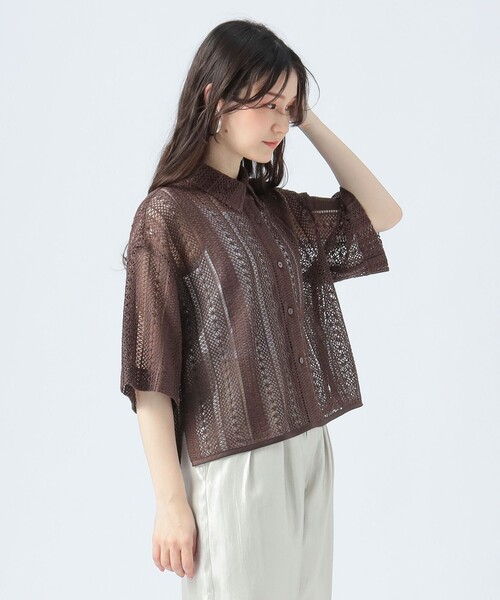 【BEAMS HEART/ビームス ハート】 アイボリー レース 半袖ブラウス BEAMS HEART（ビームス ハート）INDIA 刺繍 ブラウス（シャツ