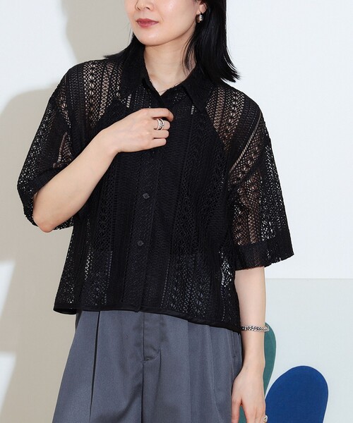 BEAMS HEART / レース クロップド シャツ BEAMS HEART（ビームス ハート）レース クロップド シャツ（洗濯