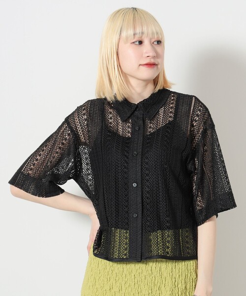 BEAMS HEART(ビームスハート)の「レース クロップド シャツ(シャツ/ブラウス・レディース・ブラック/オフホワイト/ブラウン・FREE)」の11枚目の写真