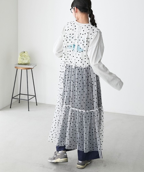 forksy.(フォルクシー)の「【forksy.】フロッキードットチュールバックリボンワンピース(ワンピース・レディース・アイボリー/ブラック/ブラック系/ホワイト・FREE)」の15枚目の写真
