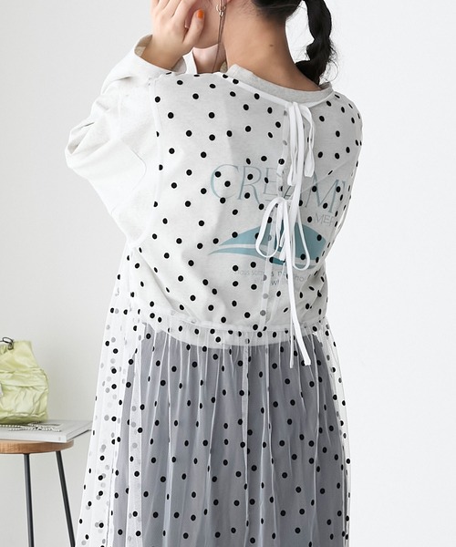 forksy.(フォルクシー)の「【forksy.】フロッキードットチュールバックリボンワンピース(ワンピース・レディース・アイボリー/ブラック/ブラック系/ホワイト・FREE)」の22枚目の写真