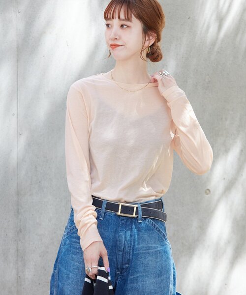 B.C STOCK（ベーセーストック）の「《追加2》シアークルーネックロンT（Tシャツ/カットソー・レディース・ブラック/ホワイト/ピンク・FREE）」の3枚目の写真