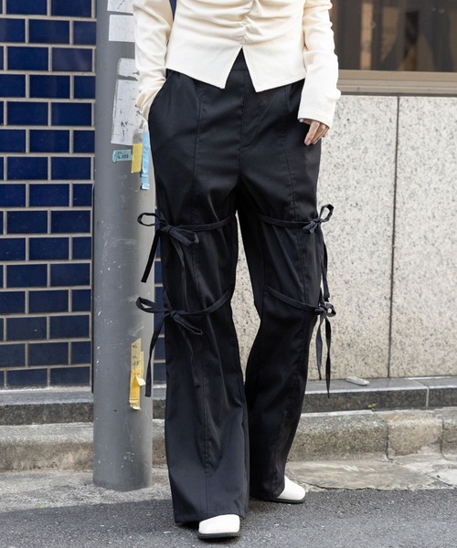 3.3 Field Trip （3.3フィールドトリップ）の「3.3 Field Trip／リボンフレアパンツ 2990139（スラックス・レディース・ブラック/ベージュ/チャコール・MEDIUM/LARGE）」の2枚目の写真