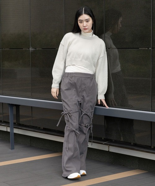 3.3 Field Trip （3.3フィールドトリップ）の「3.3 Field Trip／リボンフレアパンツ 2990139（スラックス・レディース・ブラック/ベージュ/チャコール・MEDIUM/LARGE）」の5枚目の写真