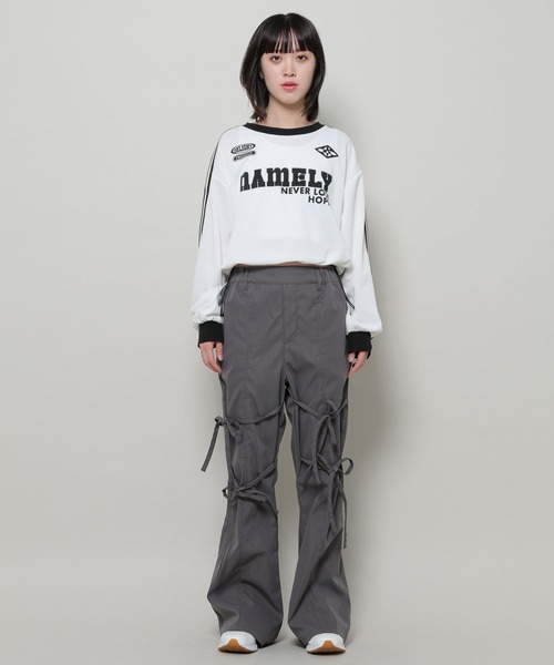 3.3 Field Trip （3.3フィールドトリップ）の「3.3 Field Trip／リボンフレアパンツ 2990139（スラックス・レディース・ブラック/ベージュ/チャコール・MEDIUM/LARGE）」の6枚目の写真