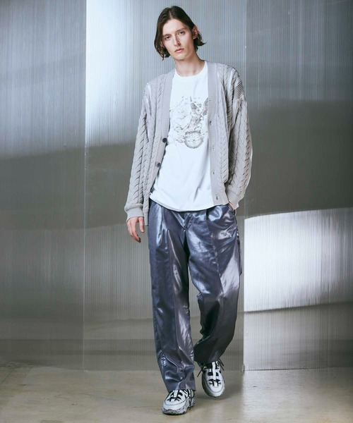 MAISON SPECIAL ケーブル編み インターシャ ニットカーディガン 1 UNISEX》Cable Knitting Sheer Intarsia Prime-Over V-Neck Knit