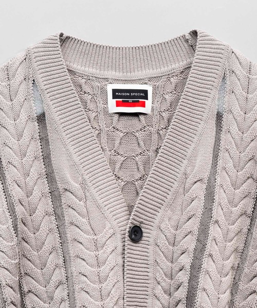 UNISEX》Cable Knitting Sheer Intarsia Prime-Over V-Neck Knit