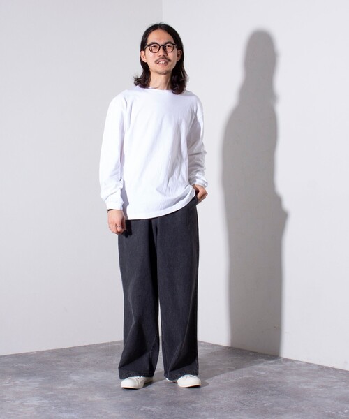 GLOSTER(グロスター)の「【限定展開】【GLOSTER/グロスター】ルーズ クルーネックロンT ベーシック(Tシャツ/カットソー・メンズ・ホワイト/ブラック・S/M/L/XL)」の13枚目の写真