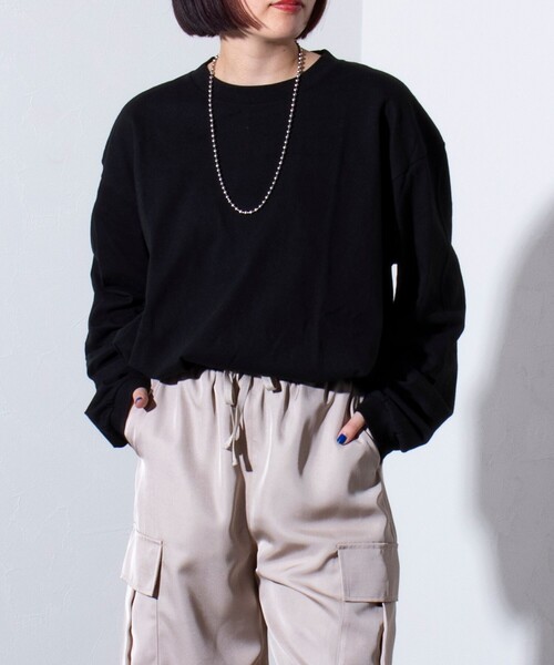 GLOSTER(グロスター)の「【限定展開】【GLOSTER/グロスター】ルーズ クルーネックロンT ベーシック(Tシャツ/カットソー・メンズ・ホワイト/ブラック・S/M/L/XL)」の7枚目の写真
