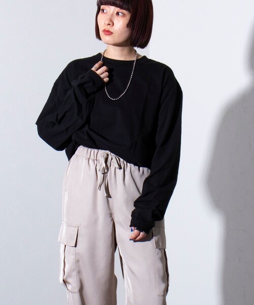 GLOSTER(グロスター)の「【限定展開】【GLOSTER/グロスター】ルーズ クルーネックロンT ベーシック(Tシャツ/カットソー・メンズ・ホワイト/ブラック・S/M/L/XL)」の8枚目の写真
