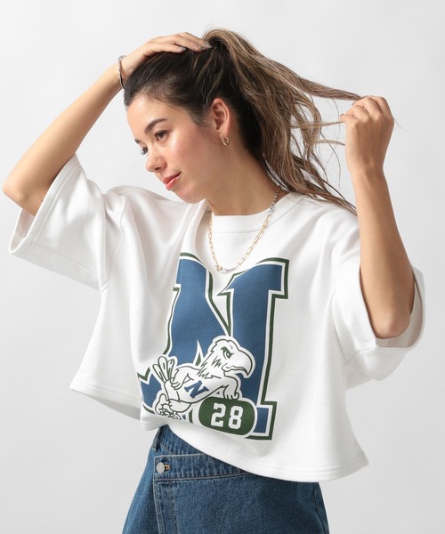 Champion(チャンピオン)の「【Champion(チャンピオン)】別注ロゴショートスウェット(スウェット・レディース・オートミール/オフホワイト/ブルー・FREE)」の22枚目の写真