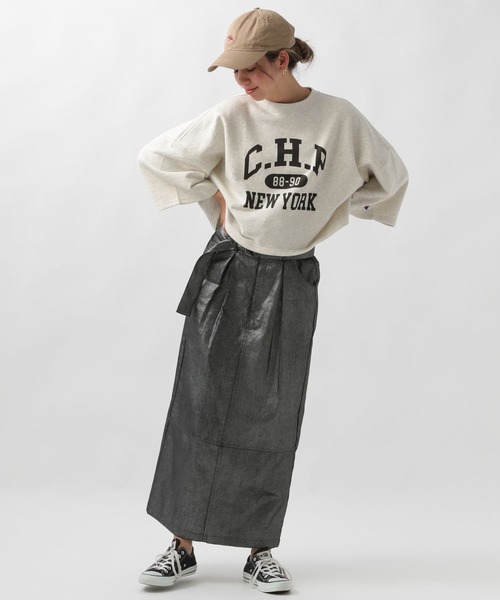 Champion(チャンピオン)の「【Champion(チャンピオン)】別注ロゴショートスウェット(スウェット・レディース・オートミール/オフホワイト/ブルー・FREE)」の9枚目の写真