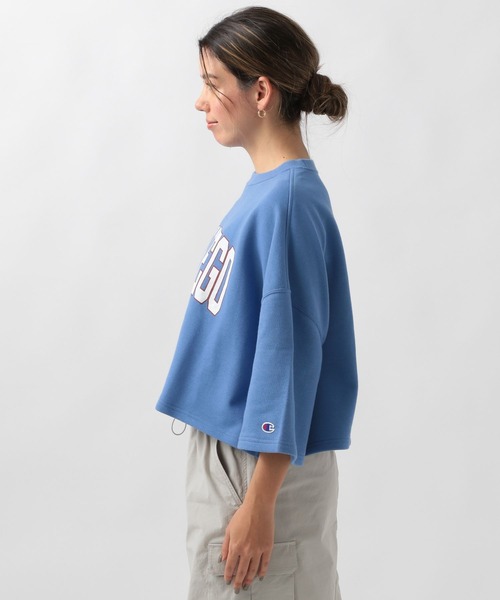 Champion(チャンピオン)の「【Champion(チャンピオン)】別注ロゴショートスウェット(スウェット・レディース・オートミール/オフホワイト/ブルー・FREE)」の14枚目の写真