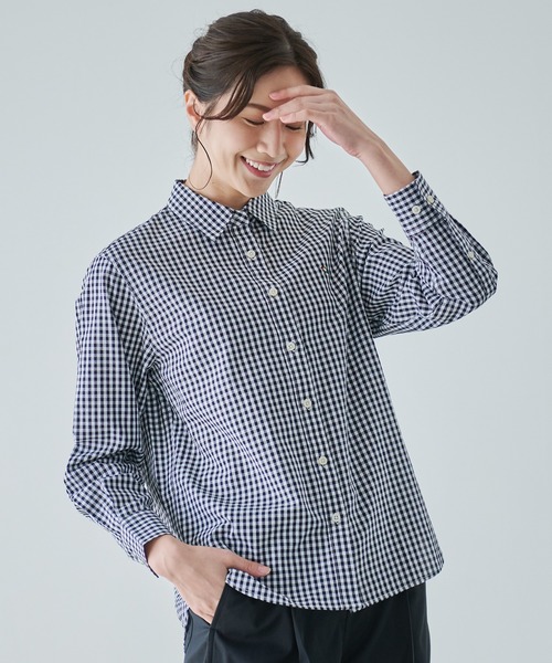 Arnold Palmer（アーノルドパーマー）の「ギンガムチェック リラックス シャツ（シャツ/ブラウス・レディース・ダークネイビー/ネイビー/ブラック・S/M/L）」の2枚目の写真