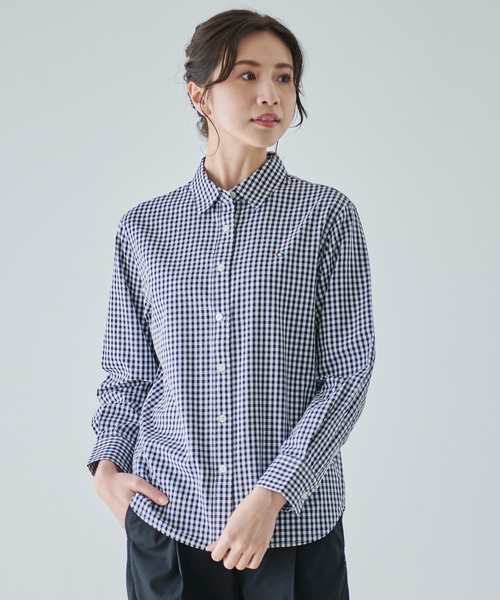 Arnold Palmer（アーノルドパーマー）の「ギンガムチェック リラックス シャツ（シャツ/ブラウス・レディース・ダークネイビー/ネイビー/ブラック・S/M/L）」の10枚目の写真