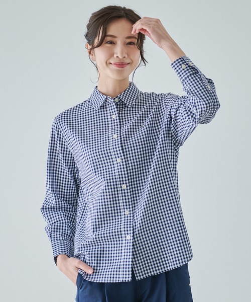 Arnold Palmer（アーノルドパーマー）の「ギンガムチェック リラックス シャツ（シャツ/ブラウス・レディース・ダークネイビー/ネイビー/ブラック・S/M/L）」の13枚目の写真