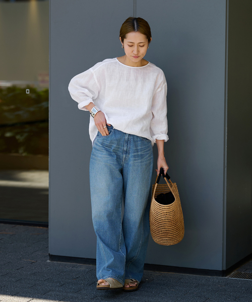 FRAMeWORK（フレームワーク）の「NEWフレンチリネンクルーネックプルオーバー（シャツ/ブラウス・レディース・ベージュ/ホワイト/ホワイト系その他・FREE）」の21枚目の写真