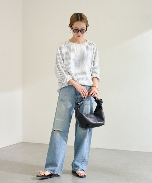 FRAMeWORK（フレームワーク）の「NEWフレンチリネンクルーネックプルオーバー（シャツ/ブラウス・レディース・ベージュ/ホワイト/ホワイト系その他・FREE）」の5枚目の写真