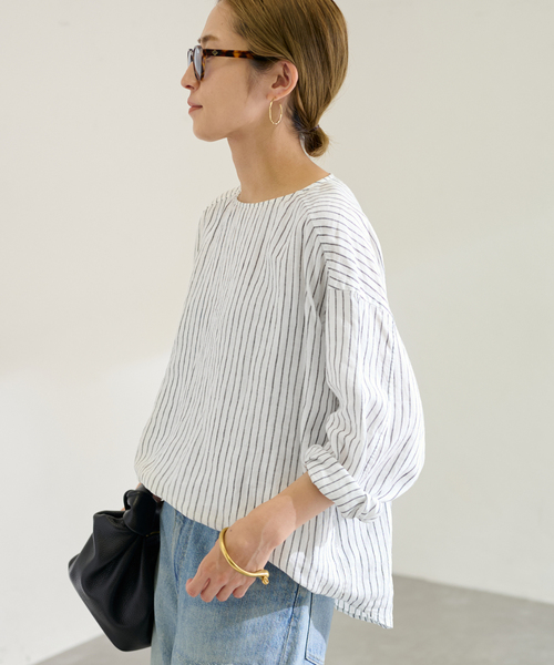 FRAMeWORK（フレームワーク）の「NEWフレンチリネンクルーネックプルオーバー（シャツ/ブラウス・レディース・ベージュ/ホワイト/ホワイト系その他・FREE）」の11枚目の写真