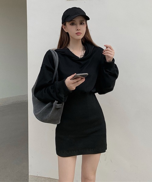 Miniministore(ミニミニストア)の「スウェットワンピ フード付き 長袖 黒(ワンピース・レディース・ブラック・L/XL/M)」の11枚目の写真