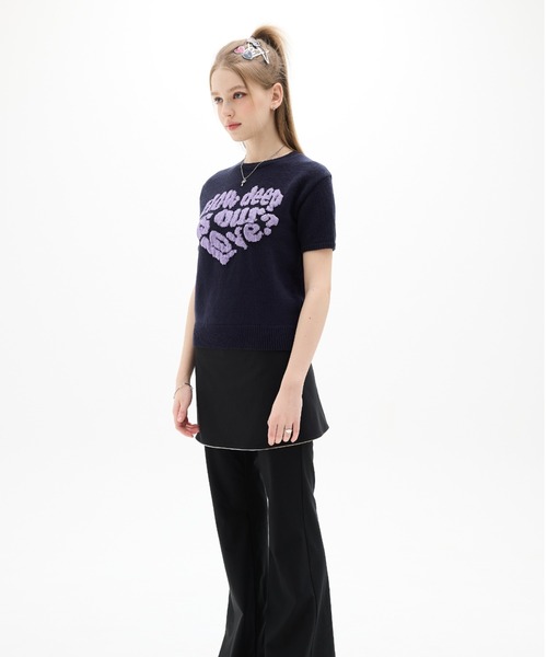 LUVISTRUE（ラヴイズトゥルー）の「DN BOUCLE LOVE KNIT（ニット/セーター・レディース・ネイビー/アイボリー/ブラック・FREE）」の14枚目の写真