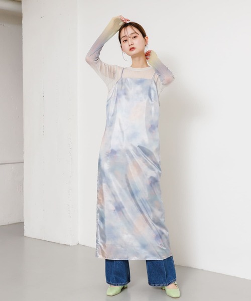 SENSE OF PLACE by URBAN RESEARCH（センスオブプレイスバイアーバンリサーチ）の「ボカシプリントキャミワンピース（ワンピース・レディース・グリーン/ブラック/ブルー・S/ONE）」の8枚目の写真