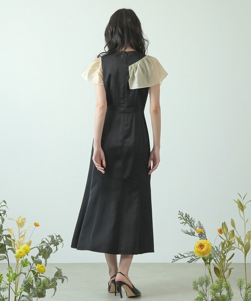 Kana（カナ）の「デコレーション フリルシフォン マーメイド ワンピース パーティー ドレス 結婚式 お呼ばれ オケージョン（ドレス・レディース・ブラック×ベージュ/ブラック/ブルー・M）」の14枚目の写真