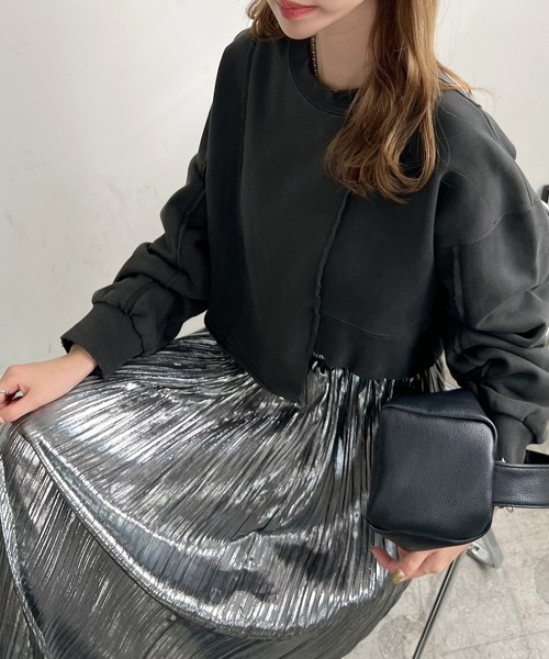 Futier land（フューティアランド）の「アシンメトリーダメージショートプルオーバー（スウェット・レディース・ライトイエロー/アイボリー/ブラック・FREE）」の17枚目の写真