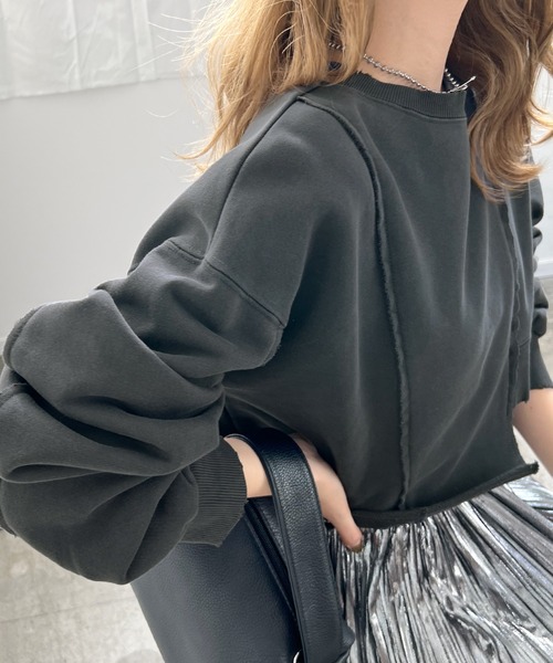 Futier land（フューティアランド）の「アシンメトリーダメージショートプルオーバー（スウェット・レディース・ライトイエロー/アイボリー/ブラック・FREE）」の19枚目の写真