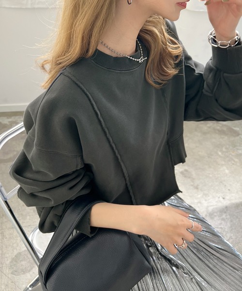 Futier land（フューティアランド）の「アシンメトリーダメージショートプルオーバー（スウェット・レディース・ライトイエロー/アイボリー/ブラック・FREE）」の20枚目の写真