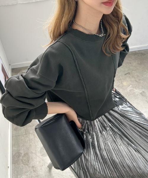 Futier land（フューティアランド）の「アシンメトリーダメージショートプルオーバー（スウェット・レディース・ライトイエロー/アイボリー/ブラック・FREE）」の9枚目の写真