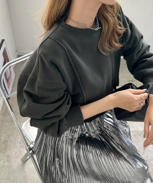 Futier land（フューティアランド）の「アシンメトリーダメージショートプルオーバー（スウェット・レディース・ライトイエロー/アイボリー/ブラック・FREE）」の10枚目の写真