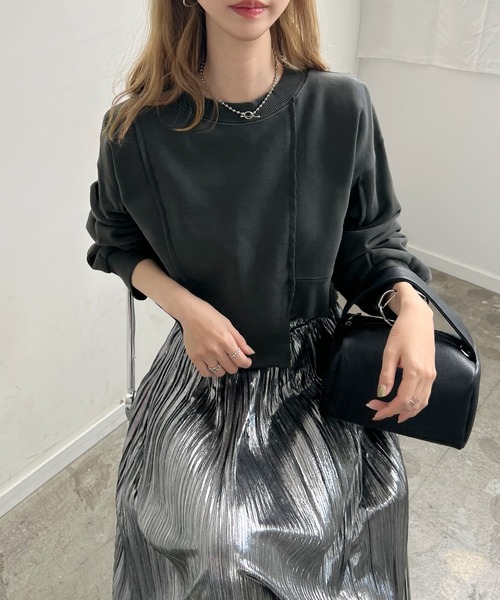 Futier land（フューティアランド）の「アシンメトリーダメージショートプルオーバー（スウェット・レディース・ライトイエロー/アイボリー/ブラック・FREE）」の11枚目の写真