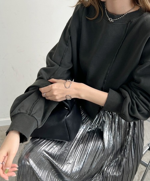 Futier land（フューティアランド）の「アシンメトリーダメージショートプルオーバー（スウェット・レディース・ライトイエロー/アイボリー/ブラック・FREE）」の14枚目の写真