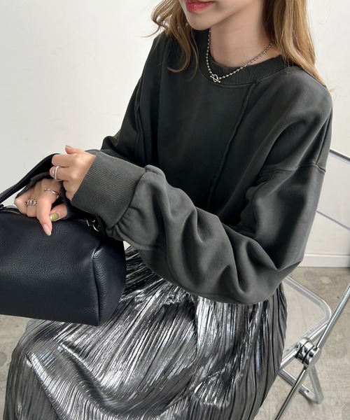 Futier land（フューティアランド）の「アシンメトリーダメージショートプルオーバー（スウェット・レディース・ライトイエロー/アイボリー/ブラック・FREE）」の5枚目の写真