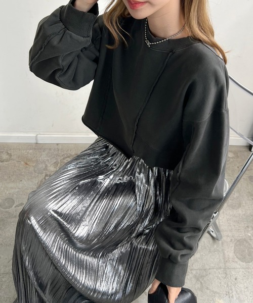 Futier land（フューティアランド）の「アシンメトリーダメージショートプルオーバー（スウェット・レディース・ライトイエロー/アイボリー/ブラック・FREE）」の6枚目の写真