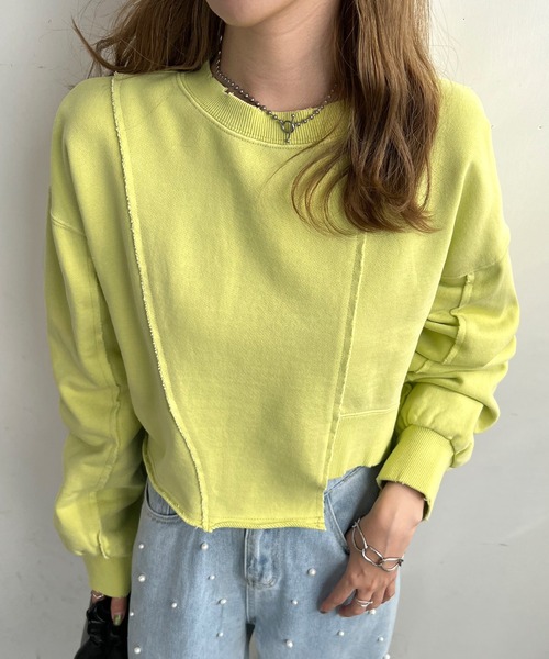 Futier land（フューティアランド）の「アシンメトリーダメージショートプルオーバー（スウェット・レディース・ライトイエロー/アイボリー/ブラック・FREE）」の22枚目の写真