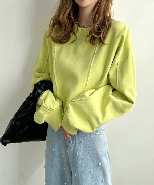 Futier land（フューティアランド）の「アシンメトリーダメージショートプルオーバー（スウェット・レディース・ライトイエロー/アイボリー/ブラック・FREE）」の15枚目の写真