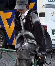 XU | 【Never mind the XU】dirty zip up hoodie / 【ネバーマインド ザ エックスユー】ダーティーフリースジップパーカー(パーカー)