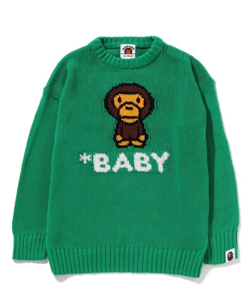 A BATHING APE(アベイシングエイプ)の「BABYILONIT(ニット/セーター・キッズ・イエロー/グリーン・130/140/110/100/120)」の1枚目の写真