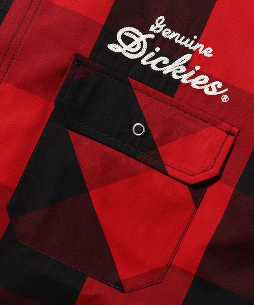 Dickies（ディッキーズ）の「【GENUINE DICKIES/ジェニュインディッキーズ】T/Cツイル刺繍入りチェック・ストライプワーク半袖シャツ（シャツ/ブラウス・メンズ・ブラック系/ネイビー系/ホワイト系/レッド系・M/L/XL）」の19枚目の写真
