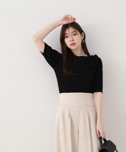 PROPORTION BODY DRESSING（プロポーションボディドレッシング）の「ボタン付きオフショルニット / 1214170402（ニット/セーター・レディース・ブラック/ベージュ/ピンク・FREE）」の4枚目の写真