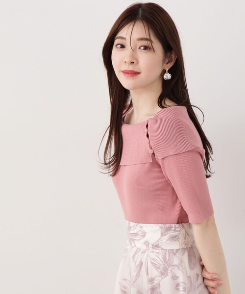 PROPORTION BODY DRESSING（プロポーションボディドレッシング）の「ボタン付きオフショルニット / 1214170402（ニット/セーター・レディース・ブラック/ベージュ/ピンク・FREE）」の17枚目の写真