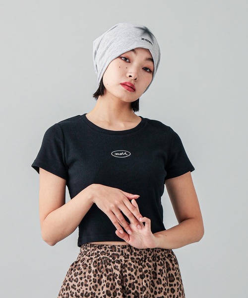 X-girl（エックスガール）の「BACK SLIT S/S TOP（Tシャツ/カットソー・レディース・ブラック/ホワイト・S/M）」の2枚目の写真