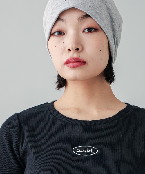 X-girl（エックスガール）の「BACK SLIT S/S TOP（Tシャツ/カットソー・レディース・ブラック/ホワイト・S/M）」の5枚目の写真