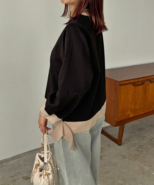 antic rag（アンティックラグ）の「リボンバイカラープルオーバー（Tシャツ/カットソー・レディース・ベージュ/アイボリー/ブラック・FREE）」の19枚目の写真